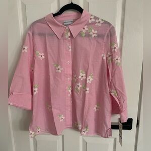 NWT Alfred Dunner pink striped top petite XL